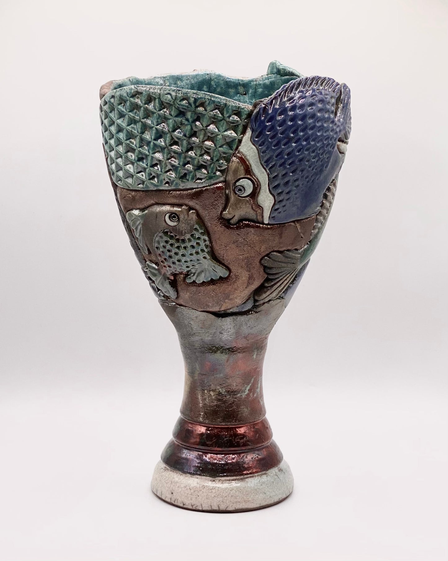 Pedestal Fish Vase by Tim Isaac Pottery