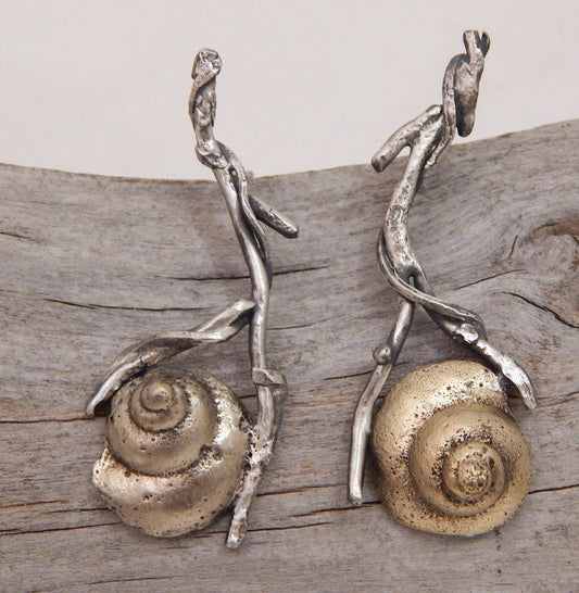 “Snails & Twigs” Earrings by Clare Bridge Jewelry