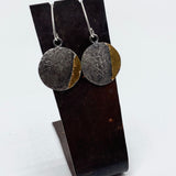 Quarter Moon Earrings w/ Gold by Five Crows Silver